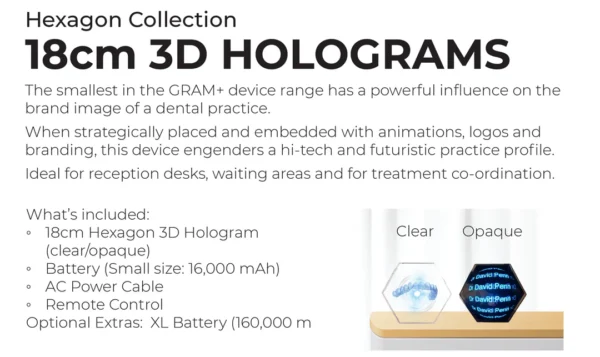 GRAM+ 18cm Hexagon 3D Hologram - clear