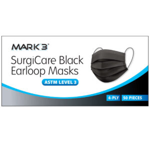 SurgiCare Earloop Face Masks ASTM Level 3 50/bx Black - MARK3