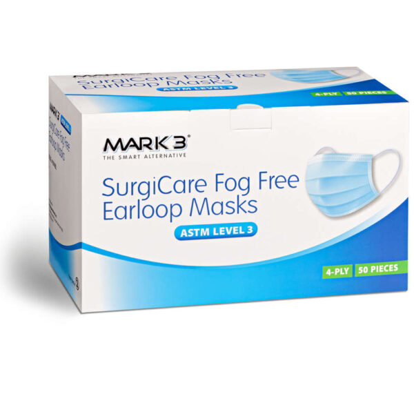 SurgiCare Earloop Face Masks ASTM Level 1 50/bx Blue - MARK3