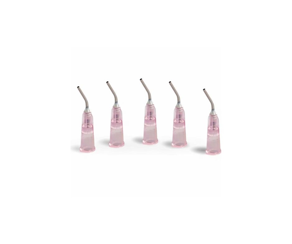 Pre-Bent Needle Tips - 18 Gauge Pink 100/Pk - MARK3