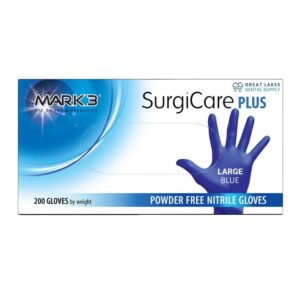 SurgiCare Plus Nitrile Exam Gloves Blue 200/bx Large - MARK3