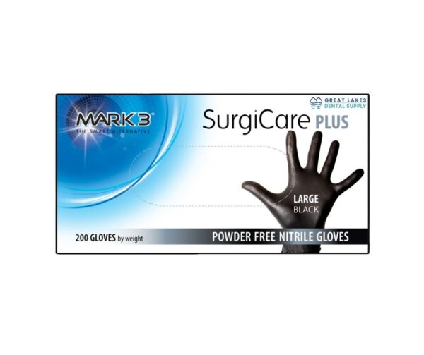 SurgiCare Plus Nitrile Exam Gloves Black 200/bx Large - MARK3