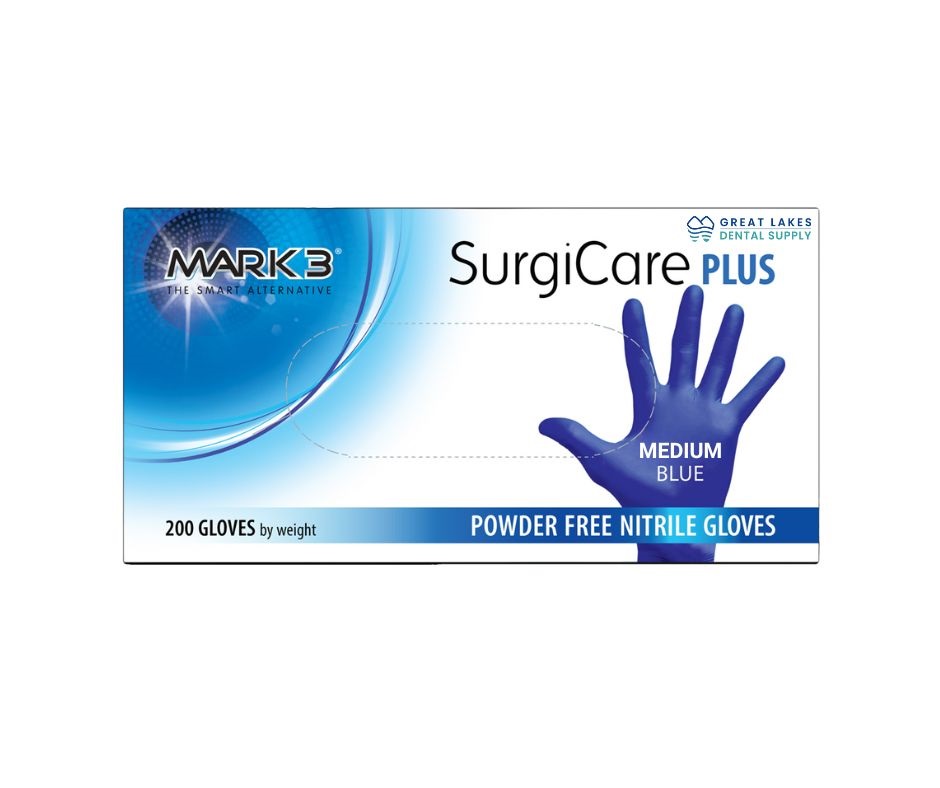 SurgiCare Plus Nitrile Exam Gloves Blue 200/bx Medium - MARK3