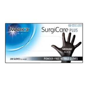SurgiCare Plus Nitrile Exam Gloves Black 200/bx Medium - MARK3