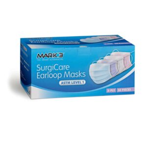 SurgiCare Earloop Face Masks ASTM Level 1 50/bx Blue - MARK3