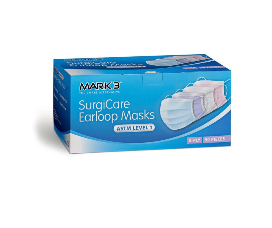 SurgiCare Earloop Face Masks ASTM Level 1 50/bx Pink - MARK3