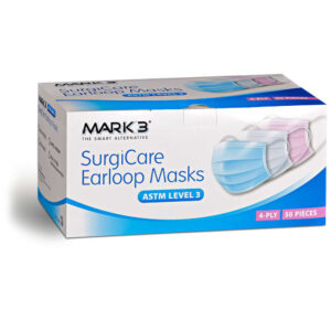 SurgiCare Earloop Face Masks ASTM Level 3 50/bx Blue - MARK3