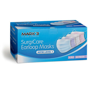 SurgiCare Earloop Face Masks ASTM Level 1 50/bx White - MARK3